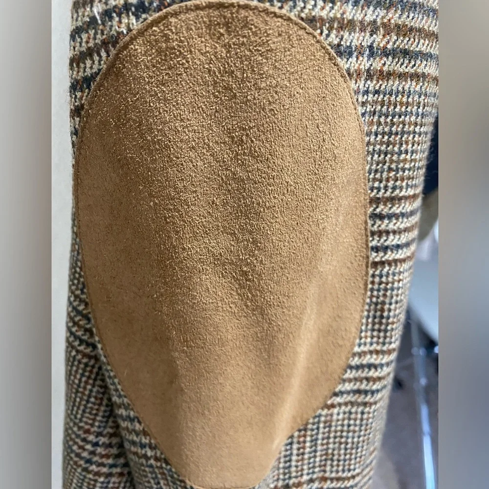 GIAFRANCO FERRER FORMA ITALIAN TWEED/SUEDE ELBOW PATCHES US 22 BROWN/TAN/BLAZER - Picture 6 of 7